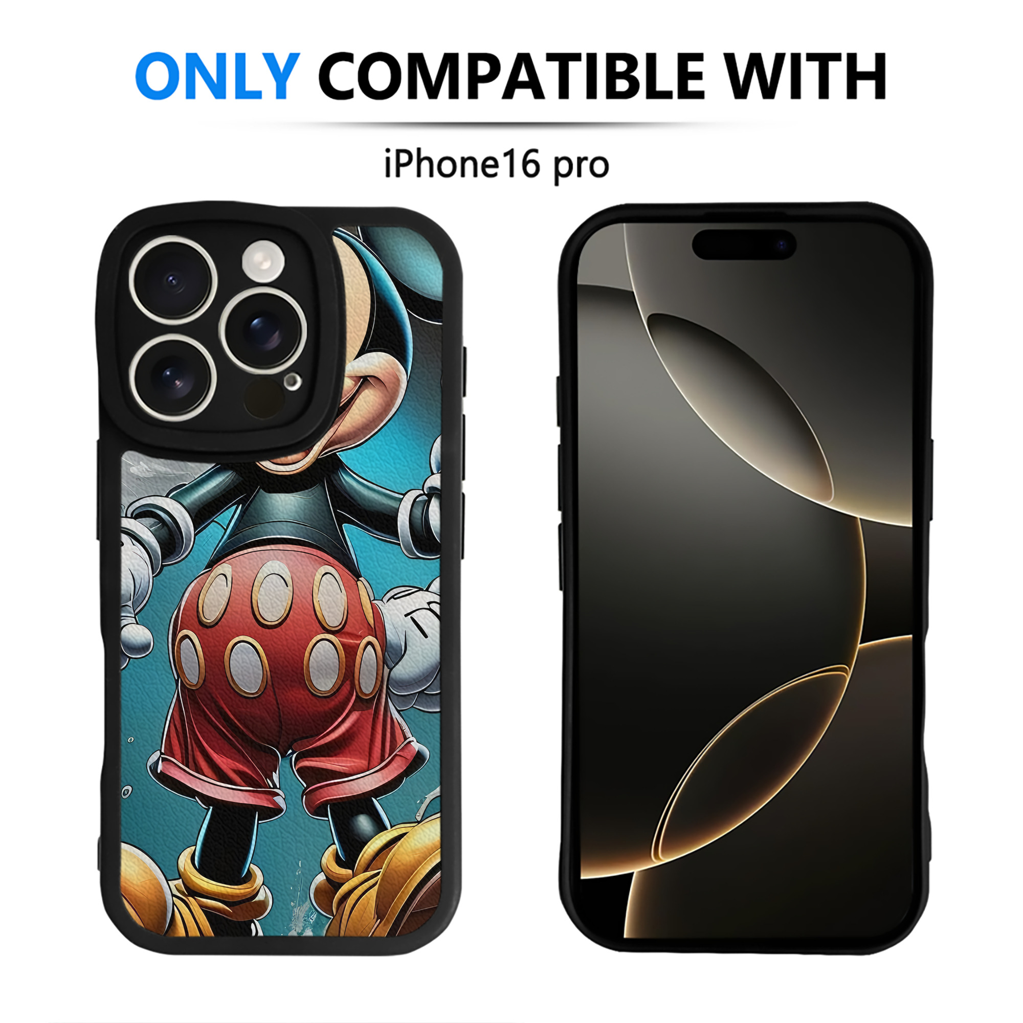 （画像用） ミッキーマウス Mickey Mouse 【iPhone 16シリーズ対応】シリコンスマホケース（レザー調） 材質：シリコン